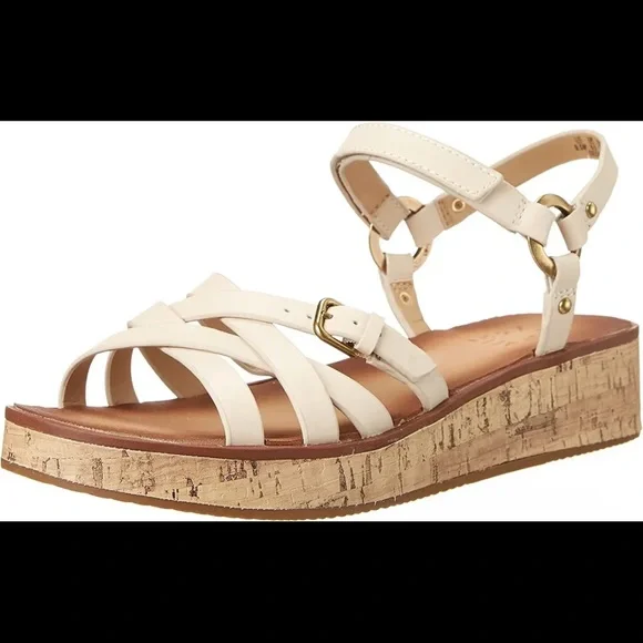 NATURALIZER Womens Porcelain Platform Georgette Wedge Leather Sandals 7.5 M - Picture 1 of 7